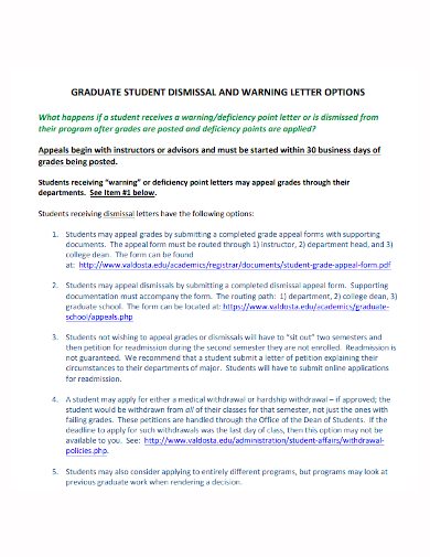student dropping warning letter template