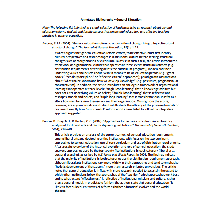 teaching annotated bibliography templates