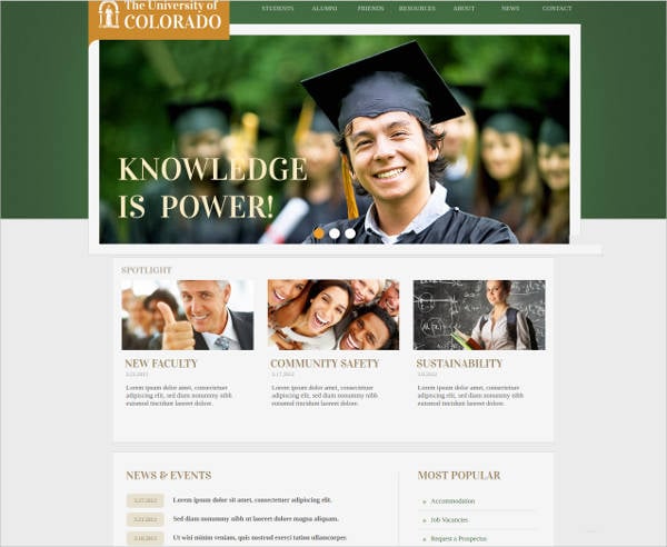 universities website theme template