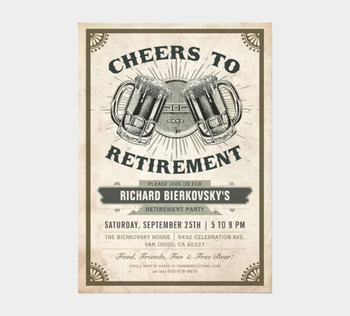 vintage retirement invitation template