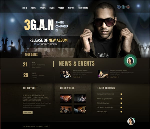 website template for music band