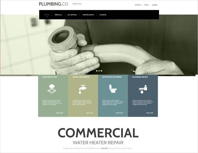 website template for plumbers 788x60