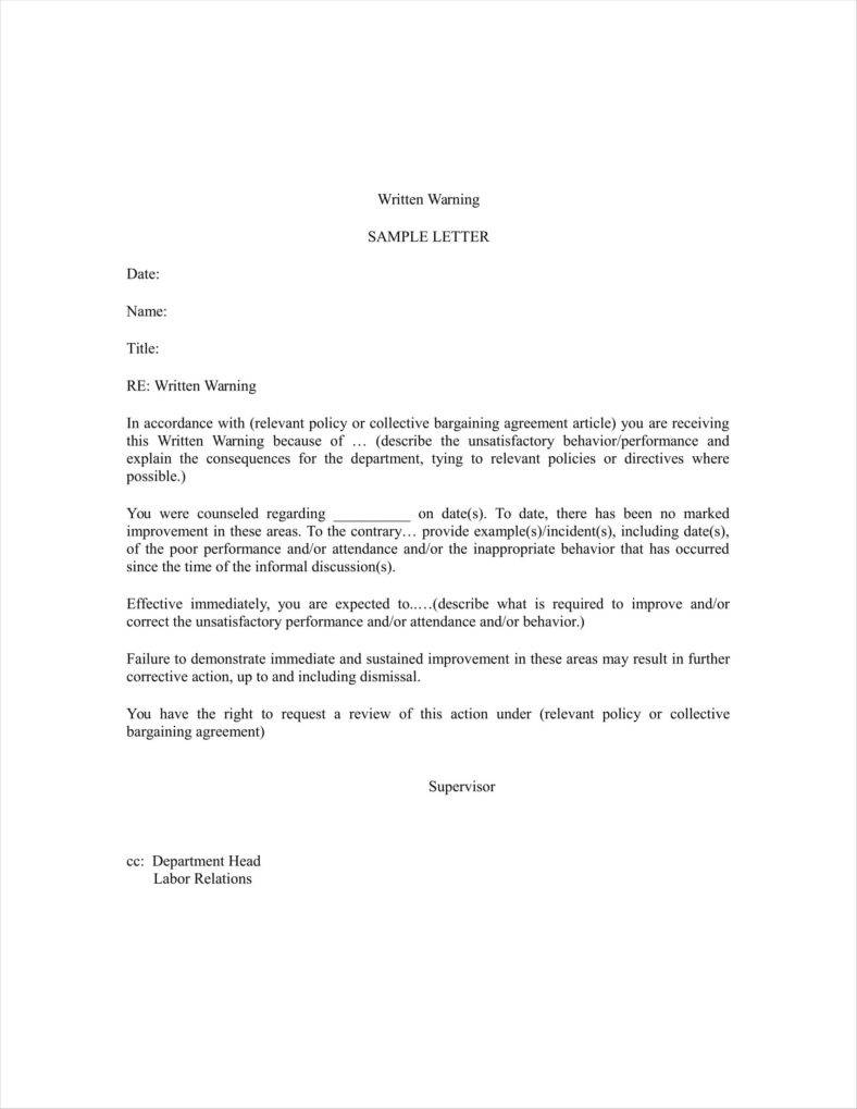 14 Verbal Warning Follow up Letter Templates Free Samples Examples