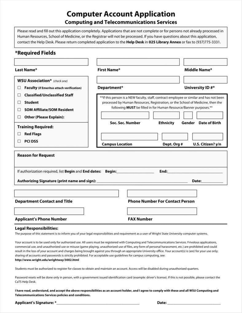 22+ Account Application Form Templates - Free PDF Format Download Intended For School Registration Form Template Word