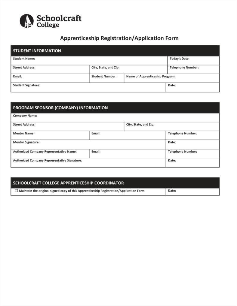 9  Apprenticeship Application Form Templates Free Word PDF Excel