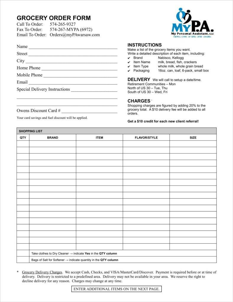 10 Grocery Order Forms Grocery Order Form Excel – Your Ultimate Source ...