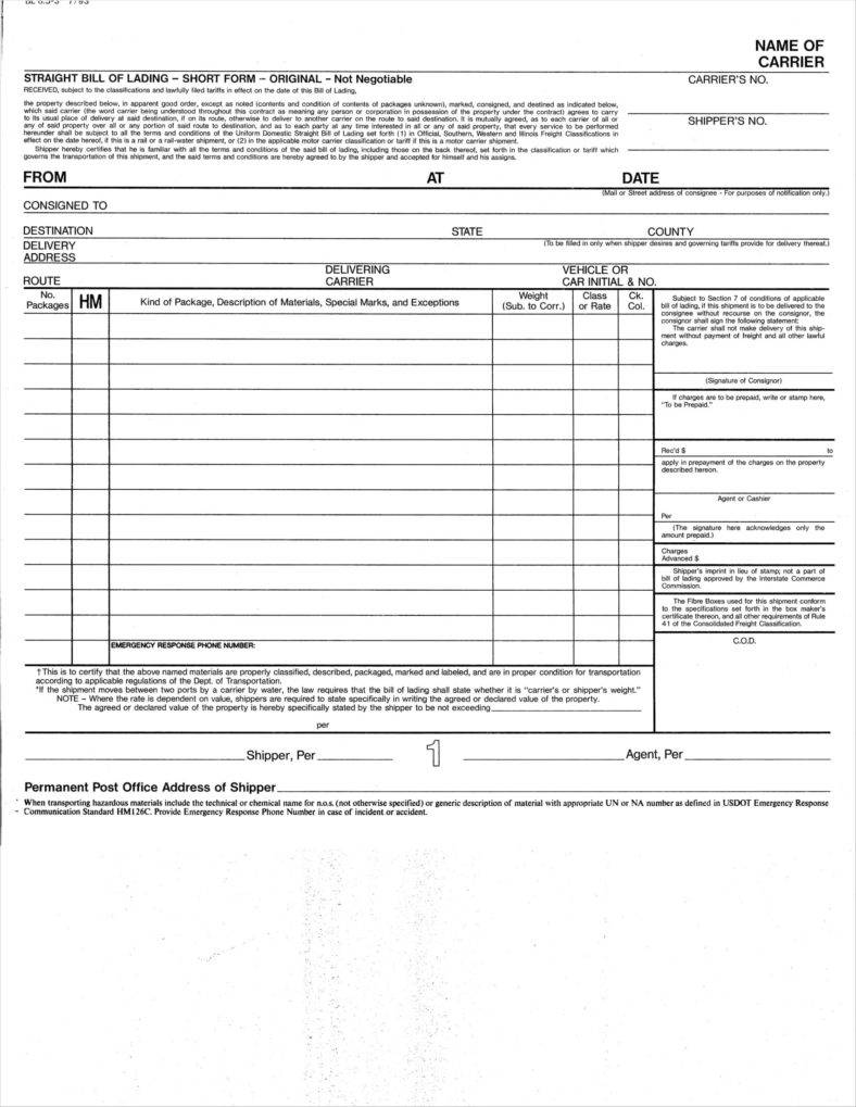 downloadable bill of lading templates for word