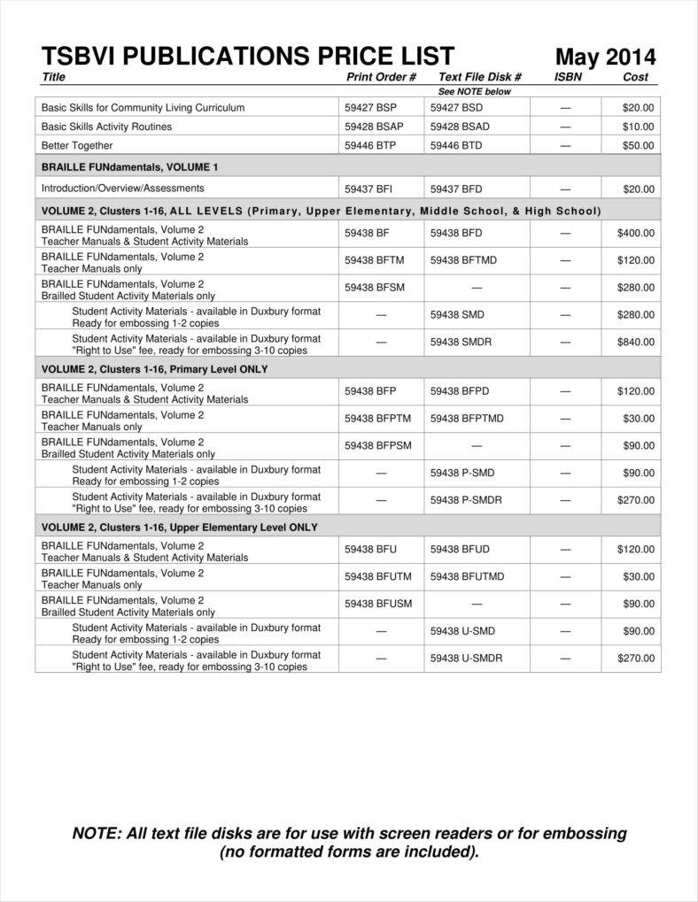 38+ Sample Price List Templates Free DOC, PDF, Excel Format Download