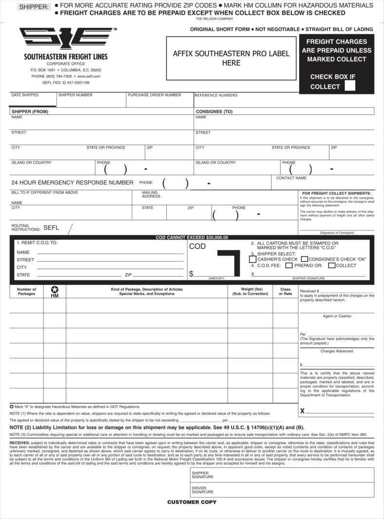 35 + Bill of Lading Templates in MS Word, Google Docs