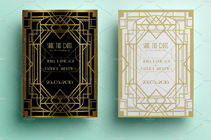art deco save the date template