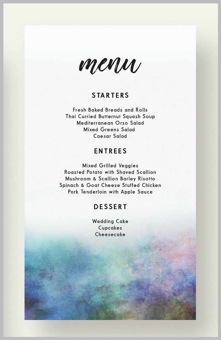 autumn lake psd wedding menu template
