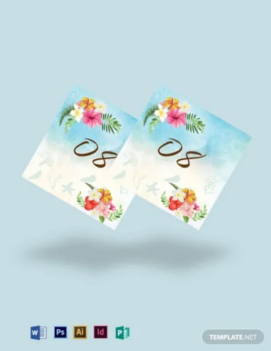 beach wedding table number card template