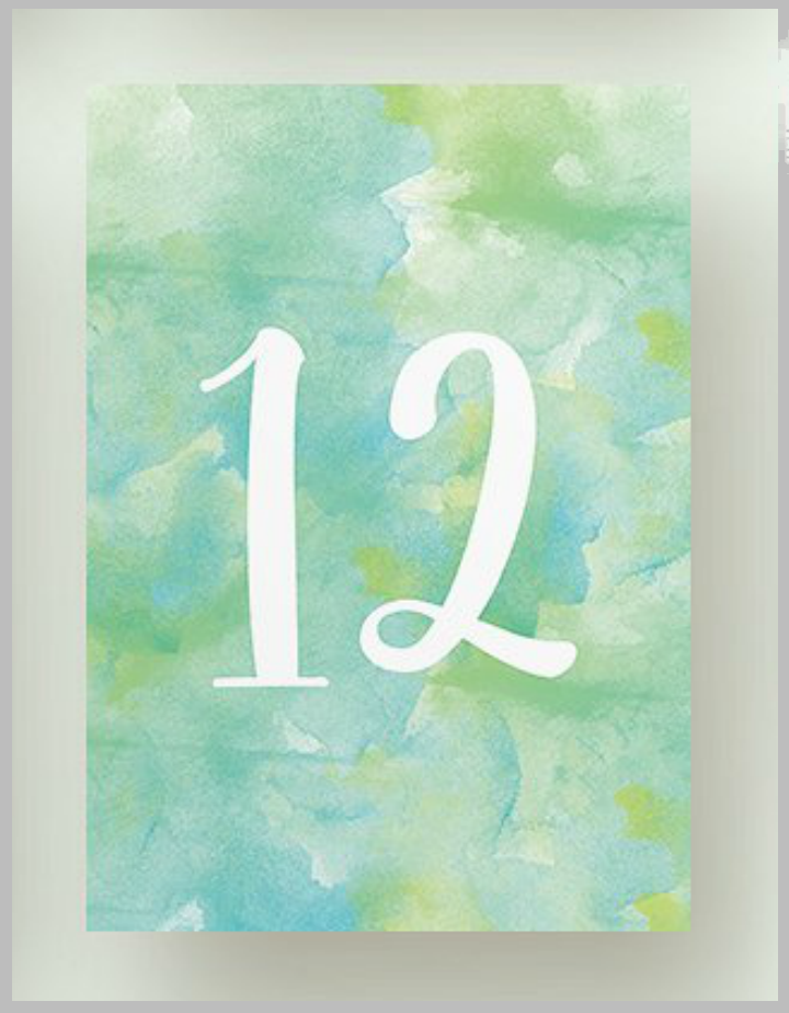 blue watercolor wedding table card template