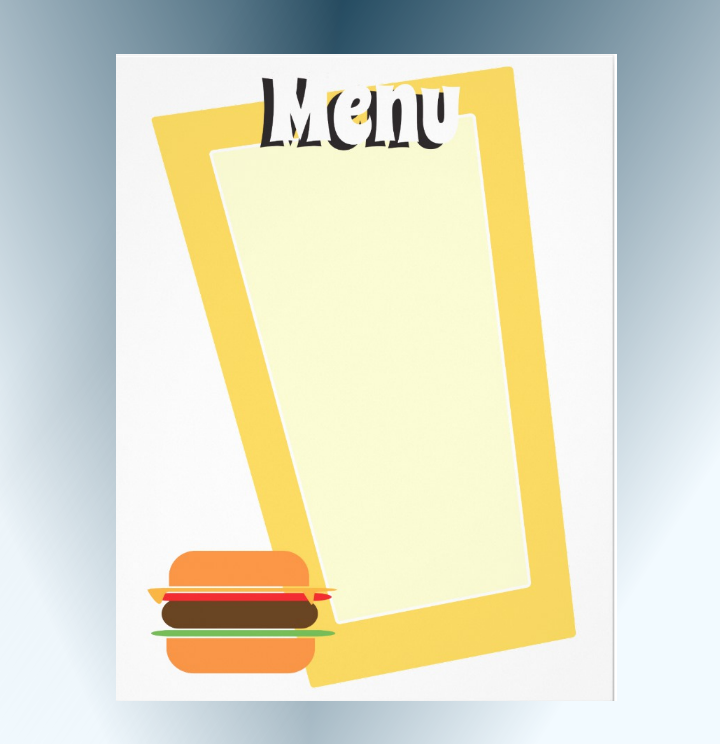 burger themed blank menu template