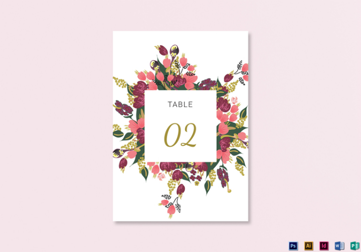 burgundy floral table card template