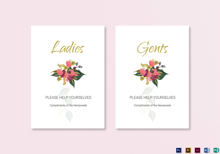 burgundy-floral-wedding-bathroom-signs-card-template