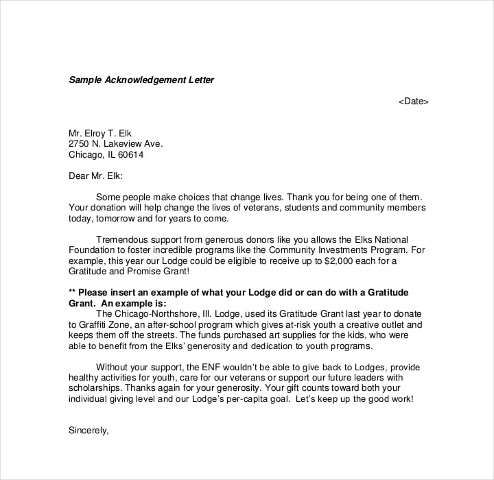 business partnership acknowledgement letter