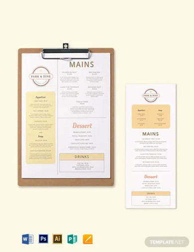 creative restaurant menu template