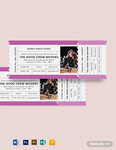 dance admission ticket template