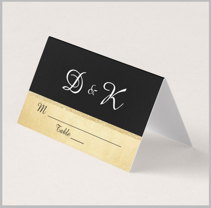 elegant monogram wedding place card template