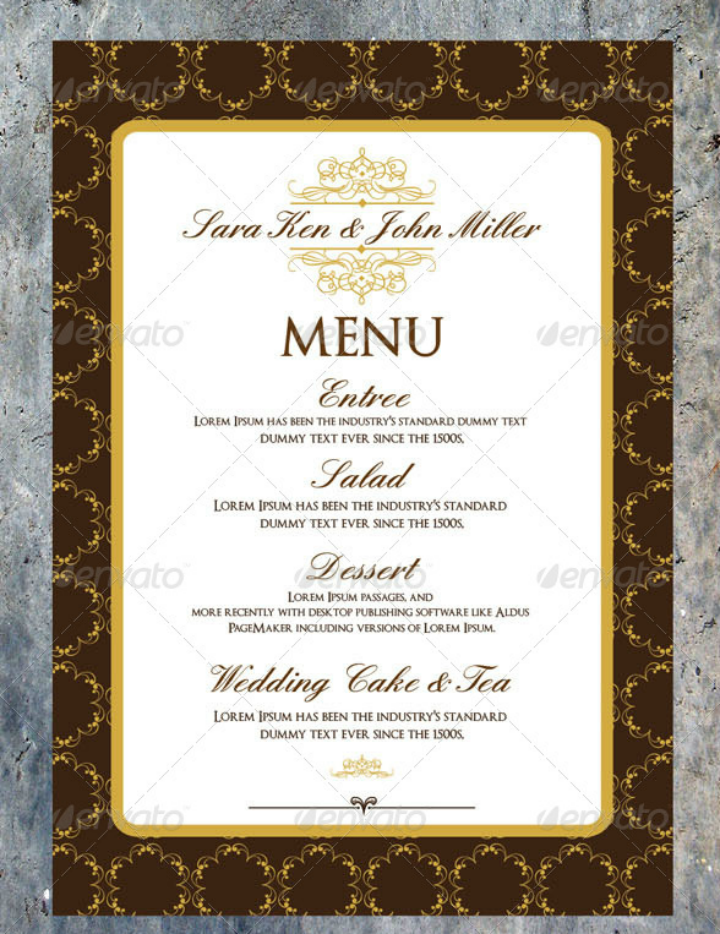 elegant psd menu wedding template