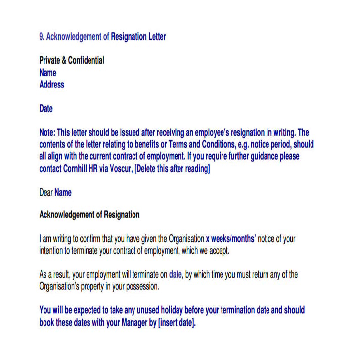 employee resignation acknowledgement letter in pdf