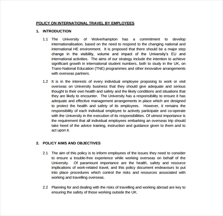 travel and accommodation policy template