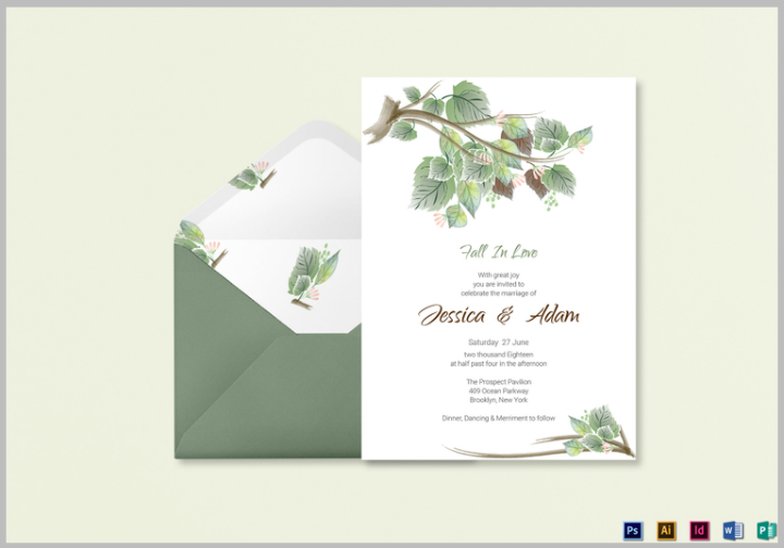 fall wedding invitation card template