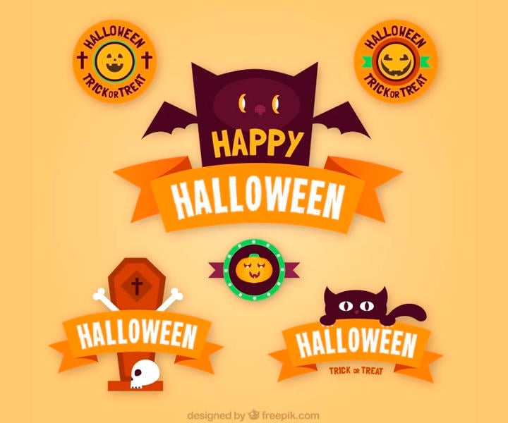 flat halloween stickers