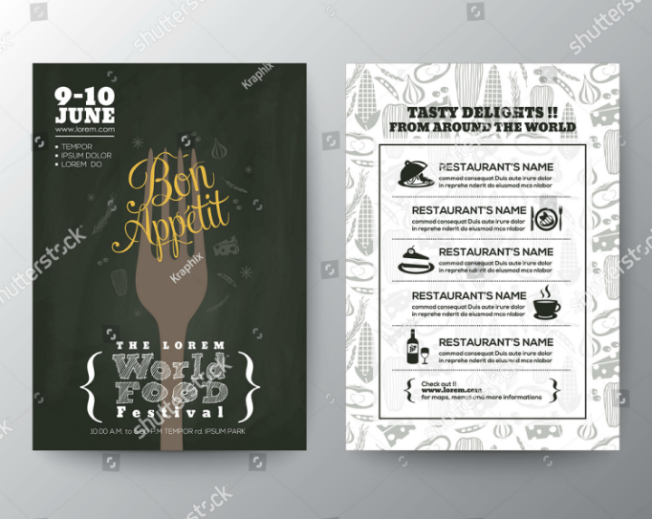 food festival flyer blank menu template