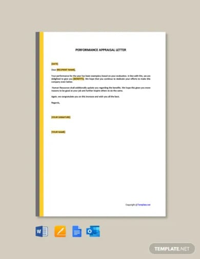 free performance appraisal letter template