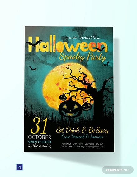 free spooky halloween party invitation template 440x570 11