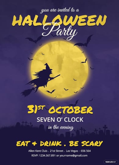 full moon halloween party invitation template