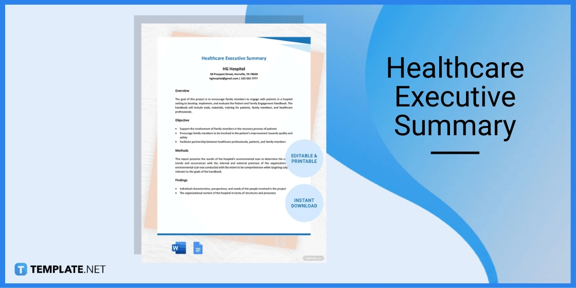 healthcare executive summary template