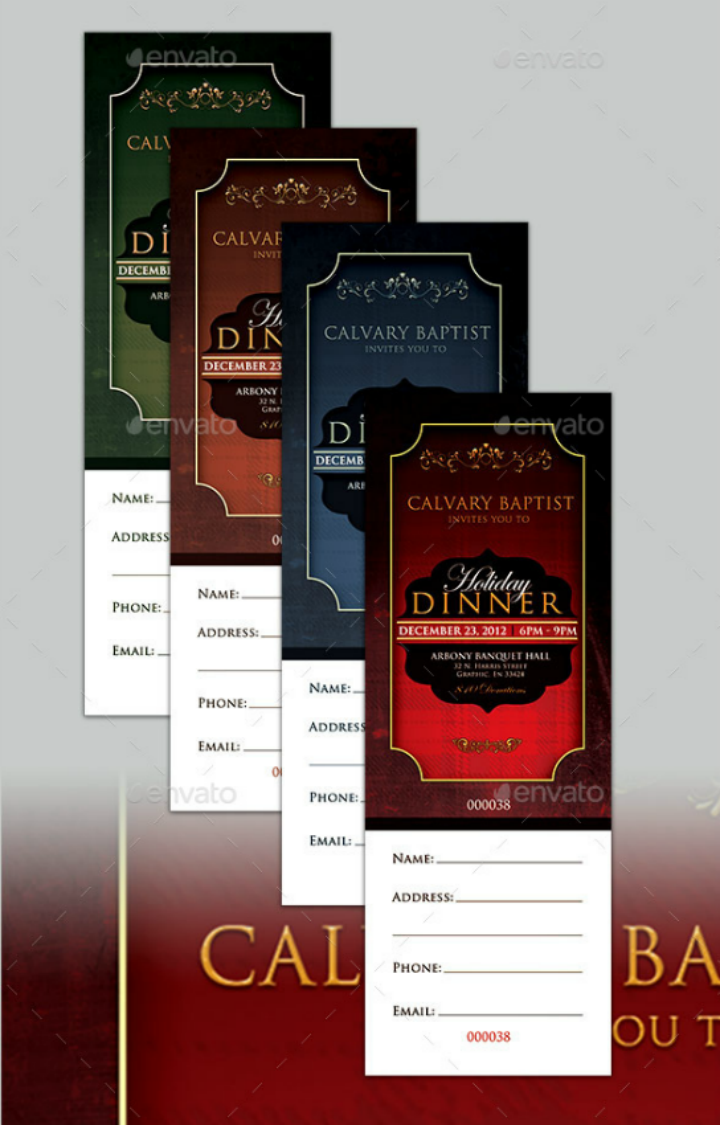 holiday dinner ticket template