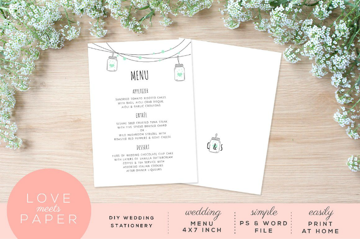 minimalist psd menu wedding template