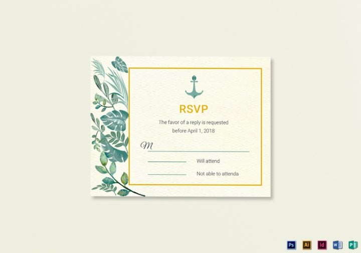 nautical wedding rsvp card template e150