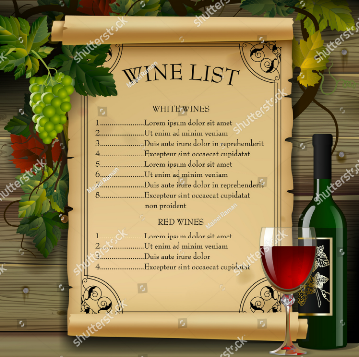 parchment blank wine menu template