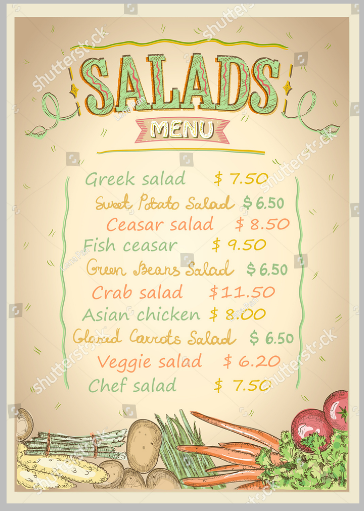 14+ Delightful Salad Bar Menu Templates PSD, AI Free & Premium Templates