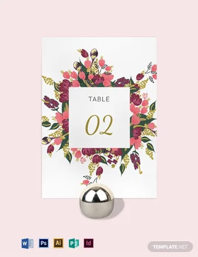 pink floral wedding table card template