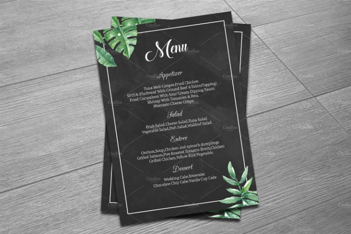printable wedding menu template psd
