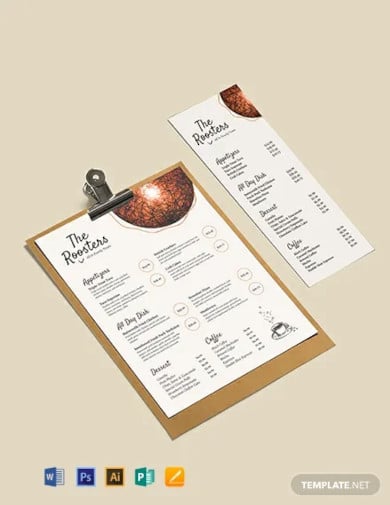 restaurant menu card template