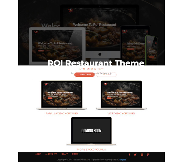 restaurant one page bootstrap theme