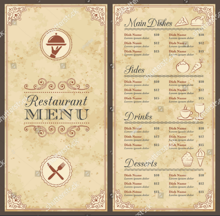 rustic blank menu template