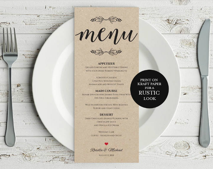 rustic psd menu wedding template
