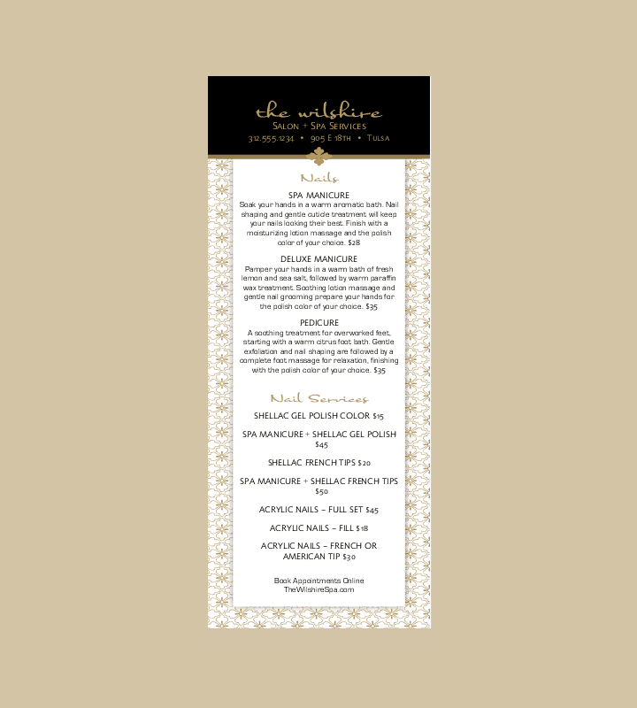 salon services trifold menu design