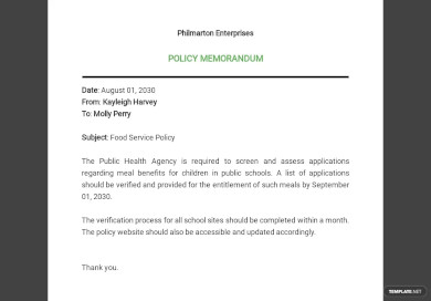 sample policy memo template