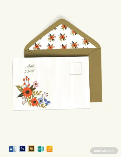 small-flower-wedding-post-card-template