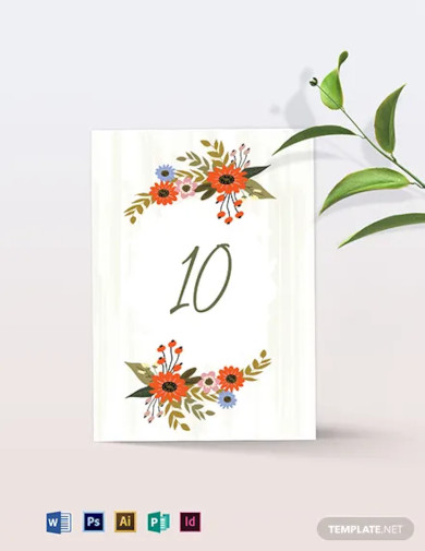 small-flower-wedding-table-card-template