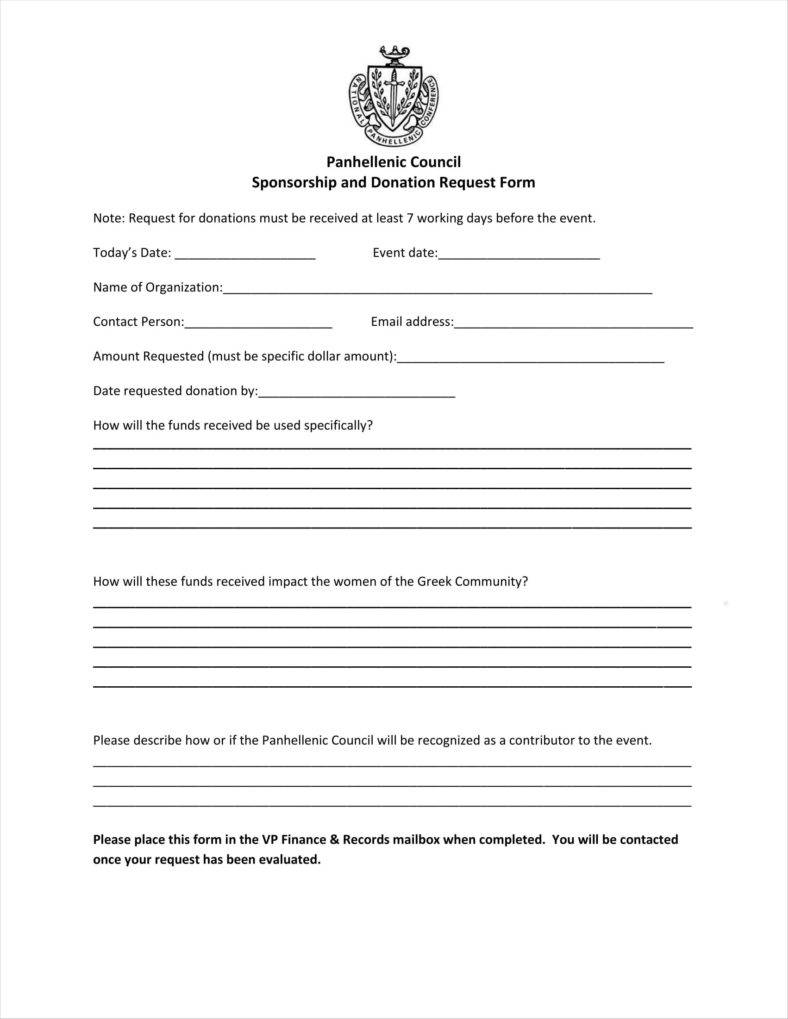 Sponsorship Donation Form Template